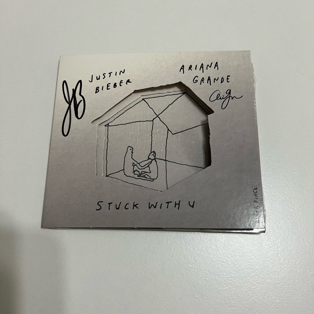 Stuck with U Justin Bieber Ariana Grande SIGNED CD
